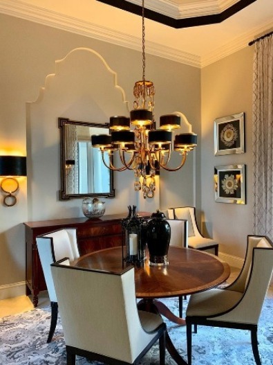 modern dining room chandelier with wing chairs